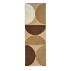 Langwerpig Elitis vloerkleed Rocky Caramel met geometrisch patroon in aardetinten.