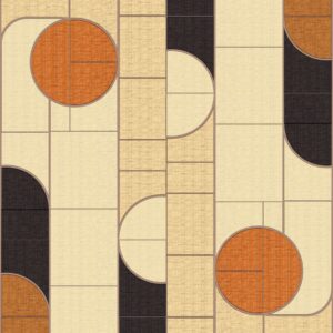 Decoratief wandpaneel Elitisl Merida met geometrisch patroon in beige, zwart en oranje tinten.