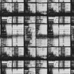 Zwart-wit geweven patroon van Eltis-stof Craft Chic Sera met een geruite, abstracte textuur.