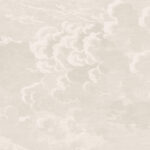 Grijs-wit Fornasetti Nuvolette-behang met een gedetailleerde illustratie van wolken.