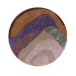Ronde vloerkleed Limited Edition AGH-49552-R Violet Malaga met abstract patroon in aardetinten, paars en groen.