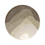Ronde Limited Edition Agate Low AG-32526R Travertine tapijt met golvende lagen in aardetinten.