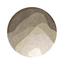 Ronde Limited Edition Agate Low AG-32526R Travertine tapijt met golvende lagen in aardetinten.
