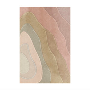 Rechthoekig vloerkleed Limited Edition Allegro High met golvende patronen in roze, beige en aardetinten.