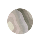 Rond vloerkleed met golvende patronen in zachte pastelkleuren uit de Limited Edition Allegro Low Pelican collectie.