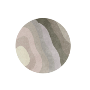 Rond vloerkleed met golvende patronen in zachte pastelkleuren uit de Limited Edition Allegro Low Pelican collectie.