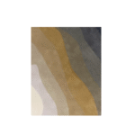 Rechthoekig limited edition vloerkleed Allegro Low in neutrale en goudkleurige golvende banen.