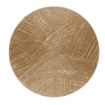 Rond vloerkleed in honingbruine tint met een grafisch patroon, model Spiro Honey Desert.