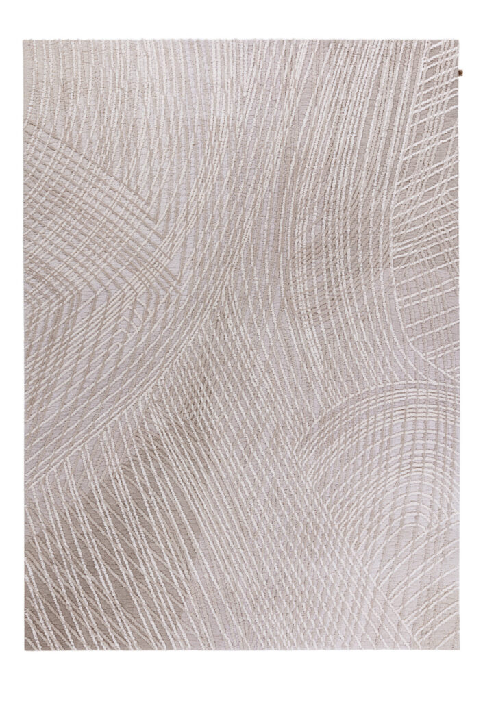 Rechthoekig vloerkleed uit de Limited Edition Spiro-serie in de kleur Vanilla Fog met abstract lijnpatroon.