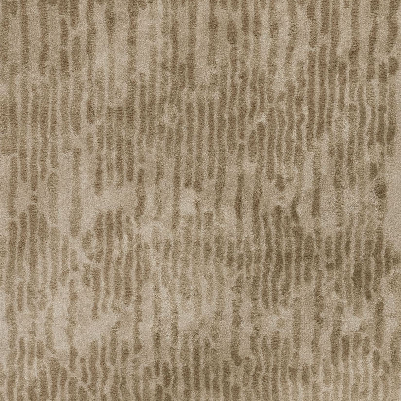Beige limited-edition vloerkleed Cosmic Vista Iced Coffee met abstract lineair patroon.