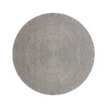 Rond limited edition vloerkleed Abaca AB-49451 in aluminiumkleur met een fijn geweven spiraalpatroon.