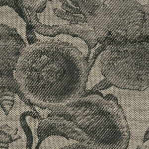 Gedetailleerd jacquardbehang uit de Moooi Coccinella Bella collectie met een botanisch patroon in grijstinten.