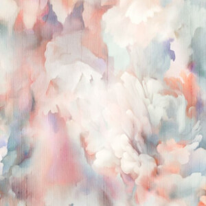 Abstracte waterverfprint in zachte pastelkleuren uit de Moooi Silk Bombis MO5011 collectie.