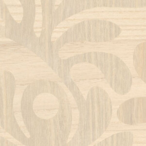 Licht houtpatroon met organisch bladmotief uit de Moooi Woodblock Beetle Fern collectie in kleur MO5020.