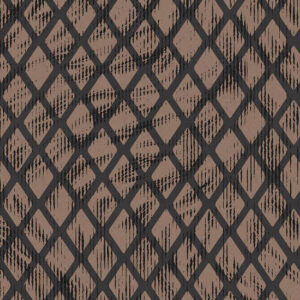 Bruin Moooi Aristo Quagga behang met een zwart ruitpatroon en subtiele textuurdetails.