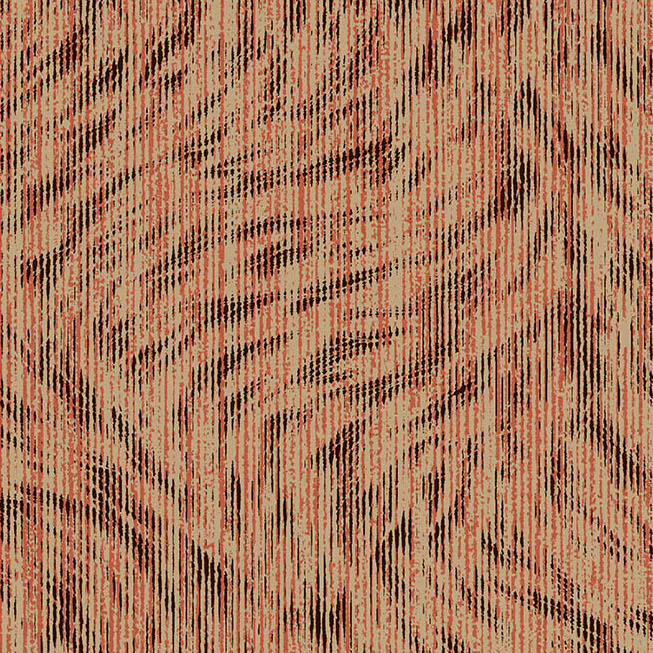 Abstracte behangprint Moooi Blushing Sloth MO2042 in goud met golvende lijnen en verticale strepen.