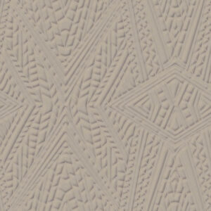 Beige behang met een reliëfstructuur en geometrisch patroon uit de Moooi Dwarf Rhino collectie.
