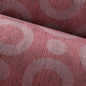 Close-up van het Moooi-behang Umbrella Squid met een roze patroon van cirkels en fijne verticale lijnen.