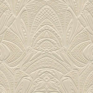 Beige reliëfbehang met fijn, symmetrisch patroon uit de Moooi Wallcovering Lacy Longlegs MO5033 collectie.