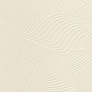 Reliefstructuur van Moooi Wallcovering TechnoBee MO5041 in een lichte, crèmekleurige tint met golvende lijnen en geometrische patronen.