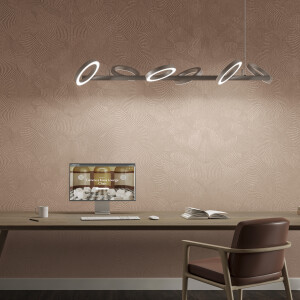 Sfeervolle werkruimte met Moooi Wallcovering TechnoBee MO5042 behang in een geometrisch patroon.