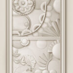 Reliefbehang met abstracte en florale patronen uit de Moooi Wallcovering Green House collectie (MO5051).
