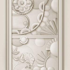 Reliefbehang met abstracte en florale patronen uit de Moooi Wallcovering Green House collectie (MO5051).