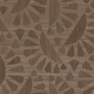 Houten wandbekleding met een geometrisch patroon uit de Woodblock Beetle Flora collectie van Moooi.
