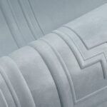 Detail van de lichtblauwe velvet bekleding met art-deco geïnspireerde stiksels van de Objet Grandeur 44002-OBUK-2.