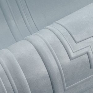 Detail van de lichtblauwe velvet bekleding met art-deco geïnspireerde stiksels van de Objet Grandeur 44002-OBUK-2.