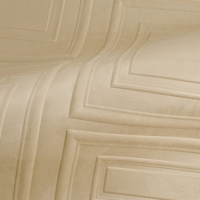 Detail van het beige fluwelen reliëfpatroon op de stof van het Objet Manoir 44024 M-0UIM-2 meubel.