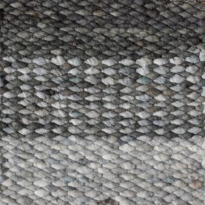 Detail van het Perletta Limone Fade Green vloerkleed met grove geweven structuur en kleurverloop in grijsgroene tinten.