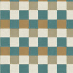 Vierkant tegelpatroon Plaza 21000 in blauwgroen, beige, zandkleur en off-white.