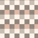 Vierkant tegelpatroon Plaza 21001 met afwisselende kleuren in beige, grijs, roze en wit.