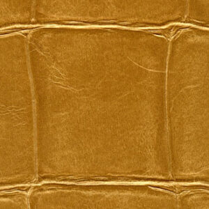 Close-up van een goudbruine kunstleren textuur met een patroon dat lijkt op krokodillenleer, type VP-423-08.