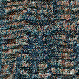 Textielpatroon VP-723-13 met een geweven structuur in blauw- en bruintinten.
