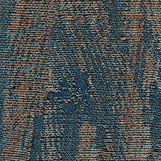 Textielpatroon VP-723-13 met een geweven structuur in blauw- en bruintinten.