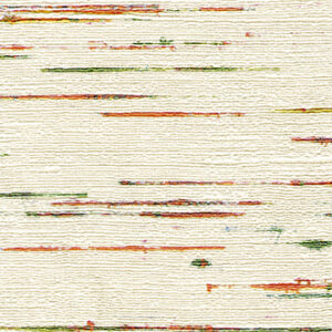 Beige textielstructuur VP-851-01 met horizontale, gekleurde strepen in rood, groen en oranje.
