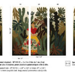 Decoratief wandpaneel VP-919-01 met een kleurrijke vrouwelijke figuur in traditionele klederdracht omgeven door weelderige, gestileerde jungleplanten.