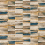 Alt-tekst: Blokpatroon van rechthoeken in aardetinten met blauw en goud uit het ontwerp VP_425_05.