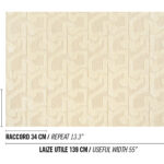 Beige wandbekleding met abstract geometrisch Elitis Baleares Eivissa LR 370 03-patroon en reliëfstructuur.