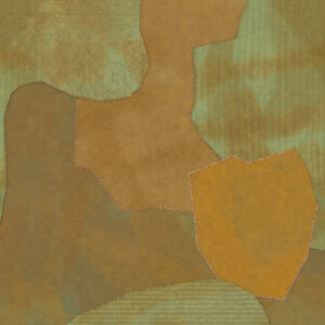 Abstract patroon van Elitis-behang Sauvages VP 973 01 met organische vormen in aardetinten en textuuraccenten.