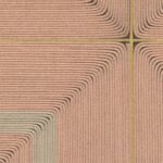 Detail van het wandpaneel 'Carrés Jalonnés' uit de Elitis Cordes Sensibles collectie, met zorgvuldig geplaatste gevlochten koorden in geometrisch patroon.