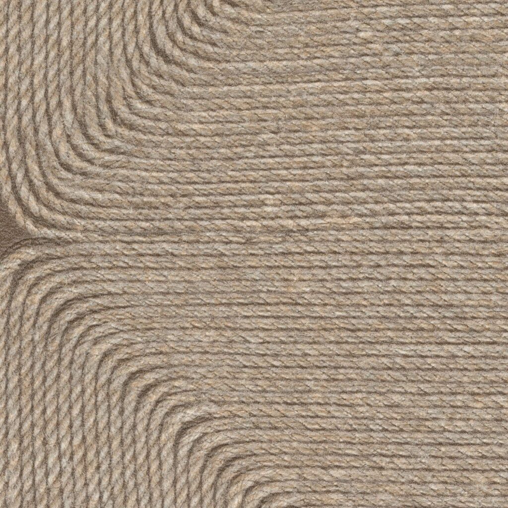 Detail van Elitis Cordes Sensibles behang Cocon VP 994 11, met met de hand gevlochten touwstructuur in een organisch patroon.