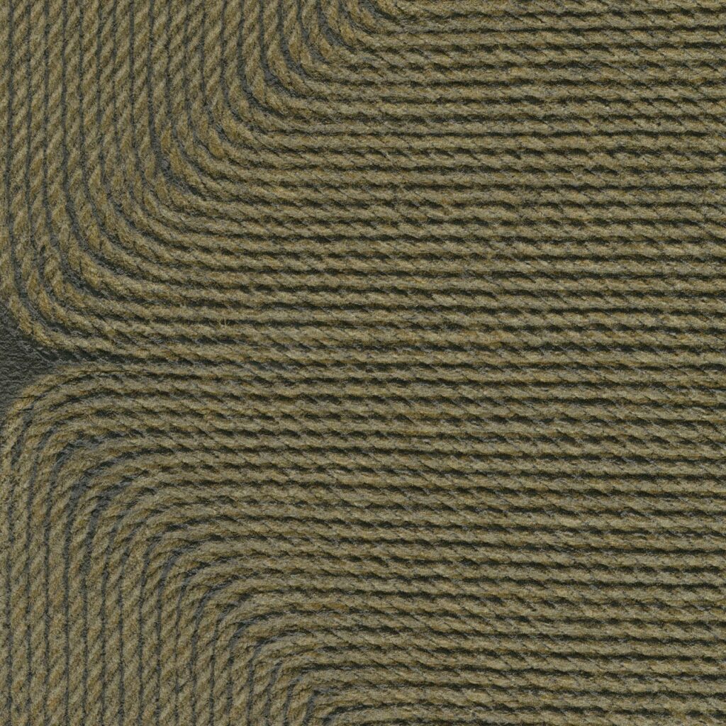 Detail van het textielontwerp 'Cocon VP 994 60' uit de collectie Cordes Sensibles van Élitis x Véronique de Soultrait, met strak geweven touw in een geometrisch patroon.