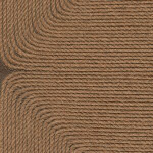 Detailopname van het wandbekledingsontwerp ‘Cocon VP 994 70’ uit de Elitis Cordes Sensibles collectie van Véronique de Soultrait, met kunstig gevlochten touwpatroon in warme bruintinten.