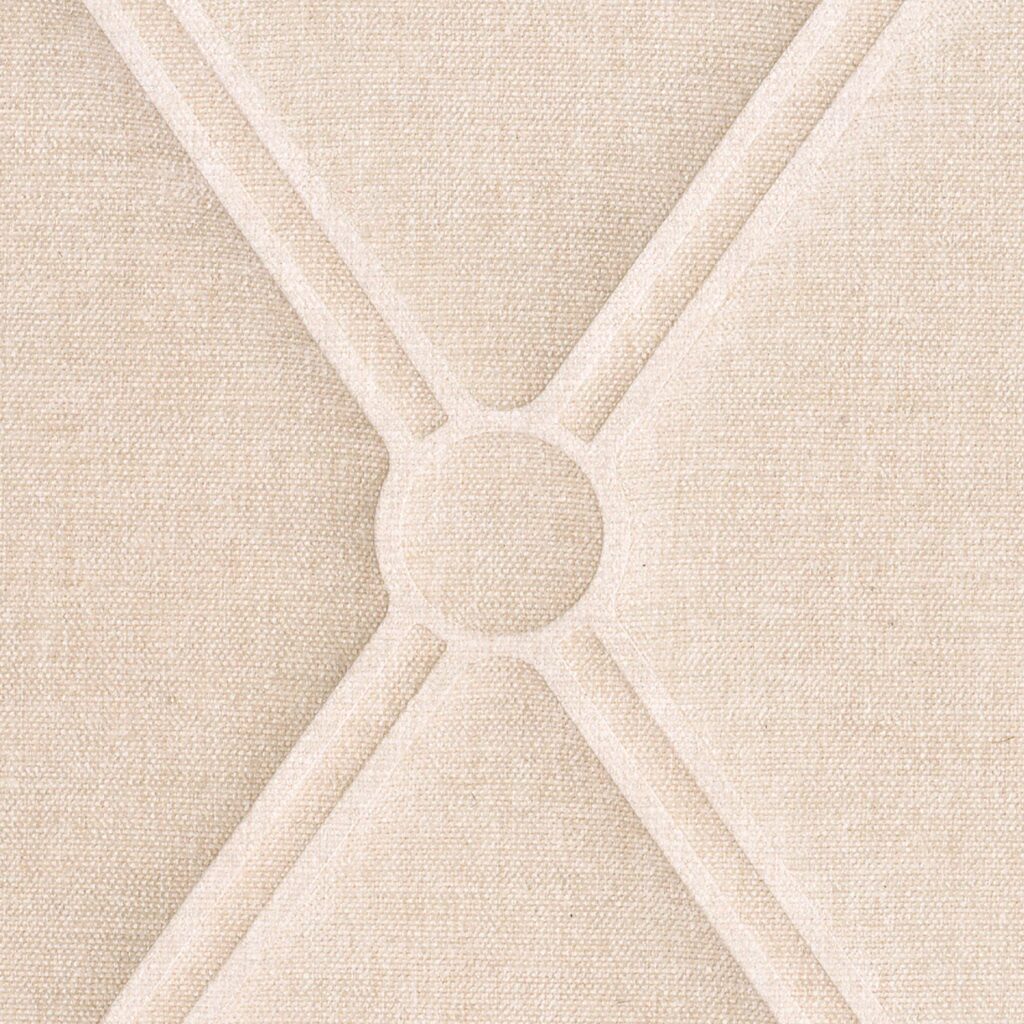 Beige chenille wandbekleding Elitis Forms Mone RM 1056 01 met geometrisch reliëfpatroon.