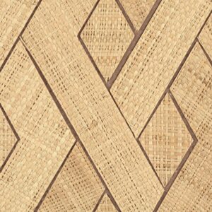 Geweven wandbekleding van natuurlijke vezels in een geometrisch patroon uit de Elitis Merida Entrelazados RM 1019 04 collectie.