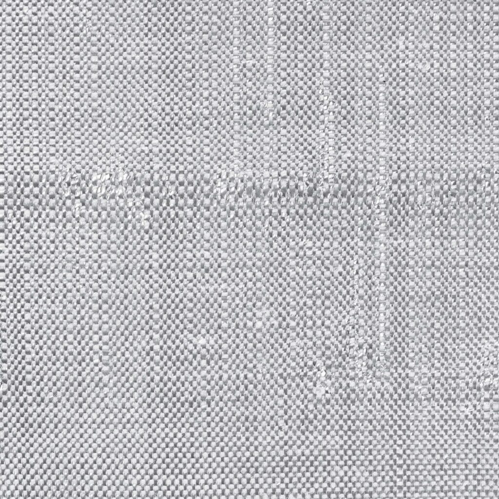 Zilverkleurig Elitis SOLO RM 1008 90 behang met een geweven textuurpatroon.