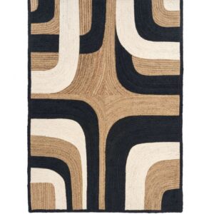 Vloerkleed Penny Lane TA-11985-05 van Elitis met een grafisch patroon in zwart, beige en wit.